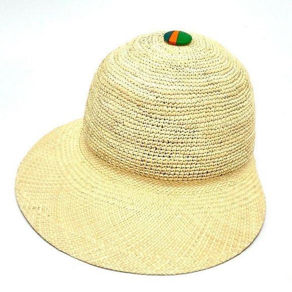 Authentic HERMES Casquette Straw cap Straw Hat straw natural - Picture 9 of 12